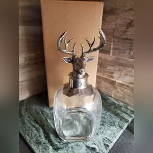 Pottery Barn Silver Deer Head Glass Decanter